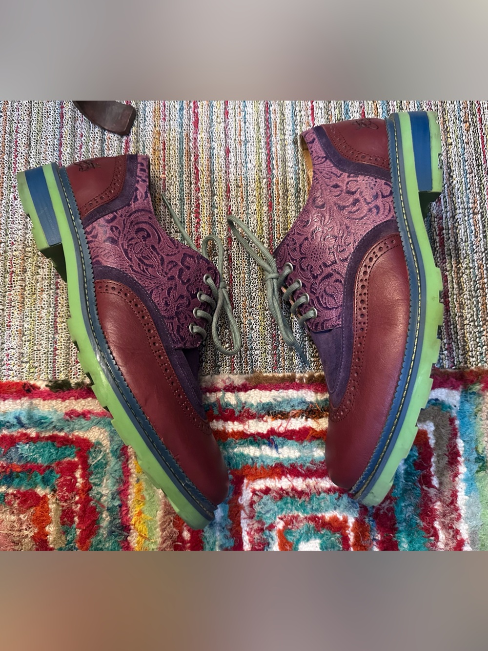 Fluevog NEARLY NEW Guardian Angel Nathaniel purple double wingtip derby- 11.5 - Picture 10 of 16